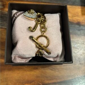 Gold Tone Chain Bracelet with Heart Charm